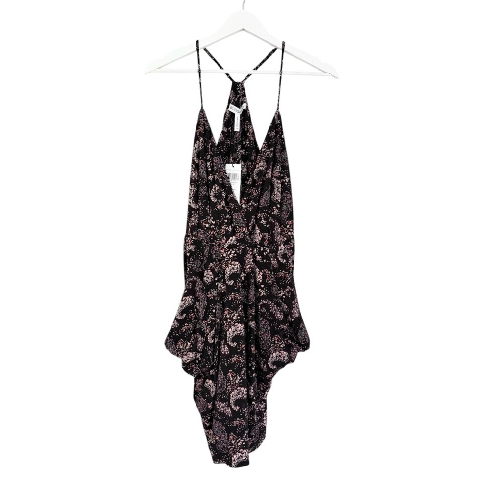 NWT BCBGeneration Spaghetti Strap‎ Paisley Floral Top Dress Black Pink Medium